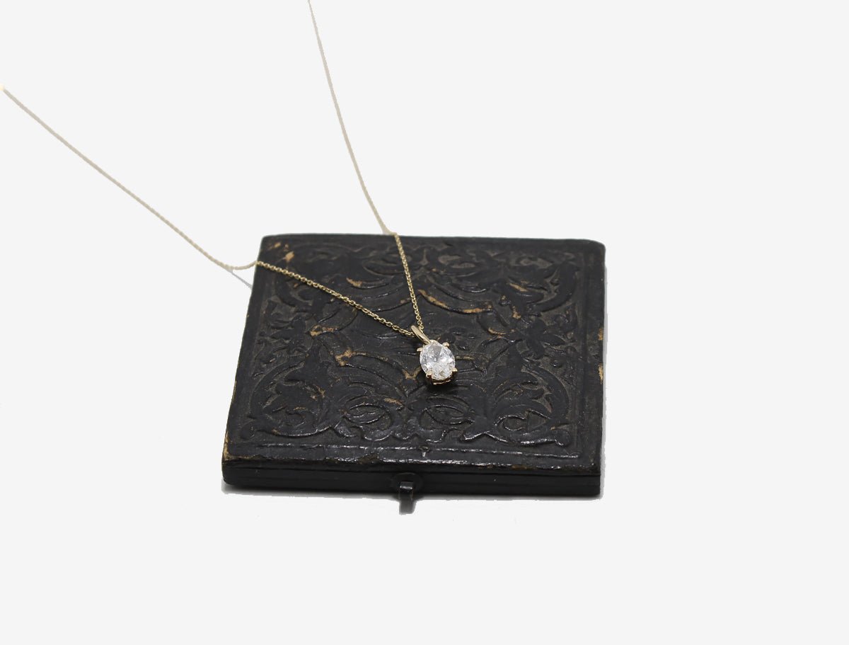 14k Gold .50ct Oval Lab Diamond Necklace – Gem