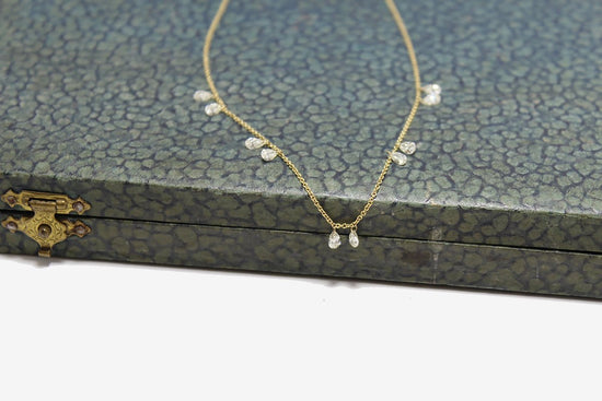 14k Gold Floating Double Pear Diamond Necklace