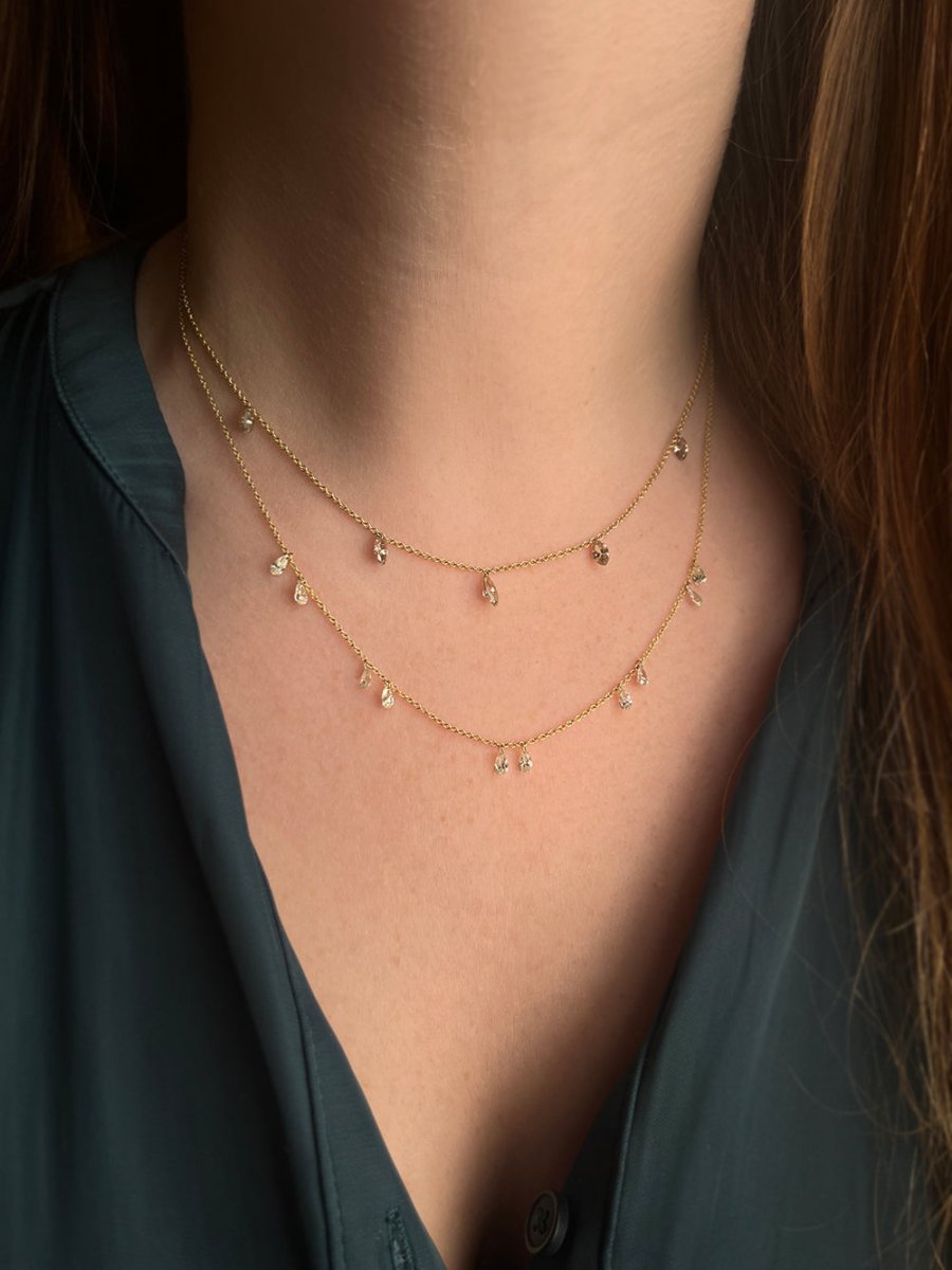 14k Gold Floating Marquise Diamond Necklace