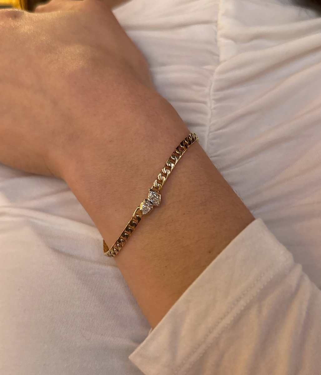 Jade Trau 18k Gold Poppy Two Tone Curb Bracelet – Gem