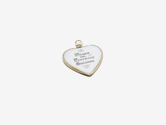 10k Gold Vintage Enamel Religious Medal Heart Pendant