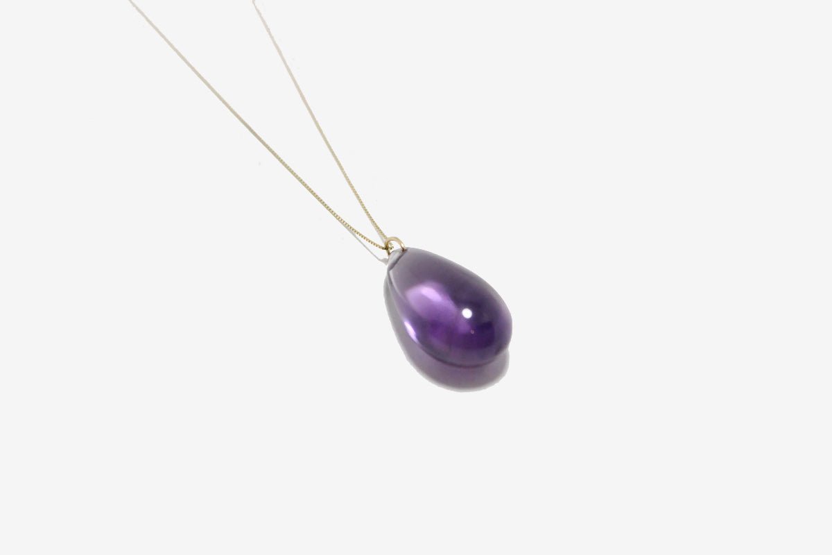 14k Gold Amethyst Drop Necklace