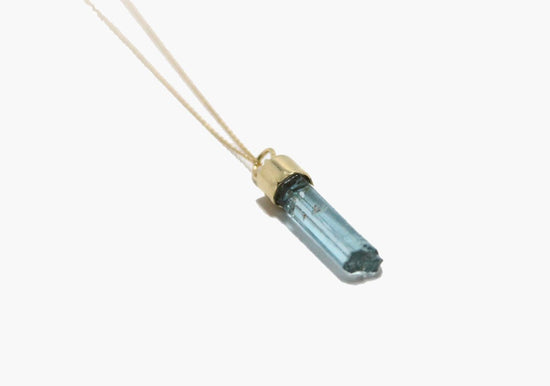 14k Gold Aquamarine Crystal Necklace