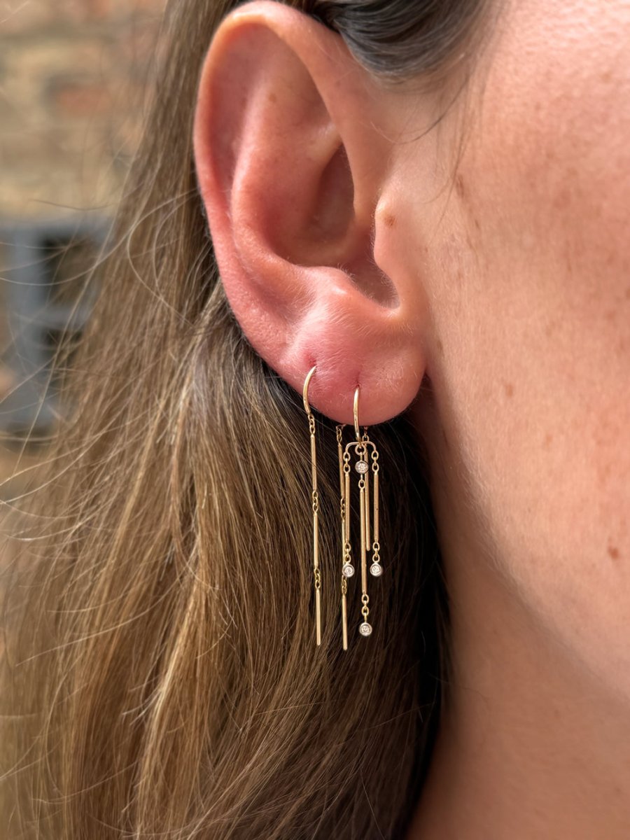 14k Gold Bar Chime - Single Earring
