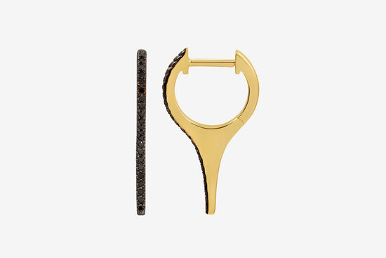 14k Gold Black Diamond Spike Huggie Earrings
