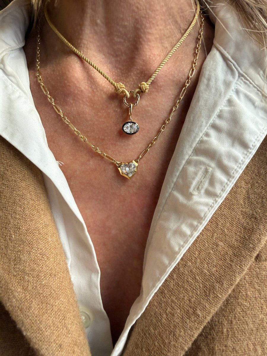 14k Gold Black Rhodium Clip - On Lab Diamond Charm