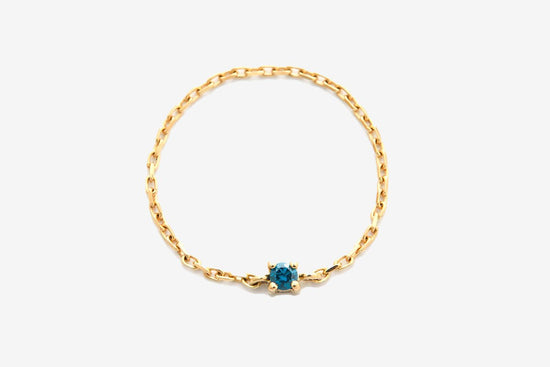 14k Gold Blue Diamond Chain Ring