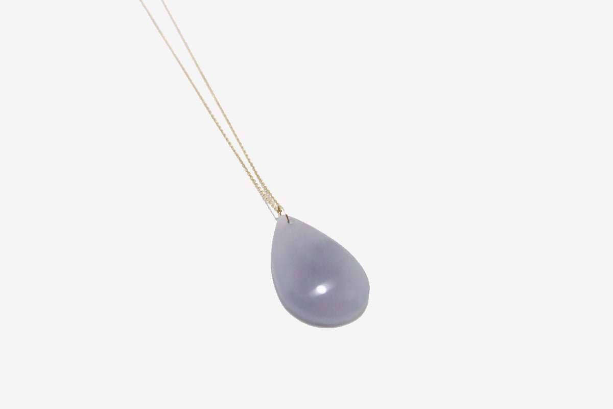 14k Gold Chalcedony Drop Necklace