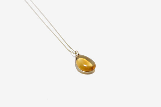 14k Gold Citrine Drop Necklace