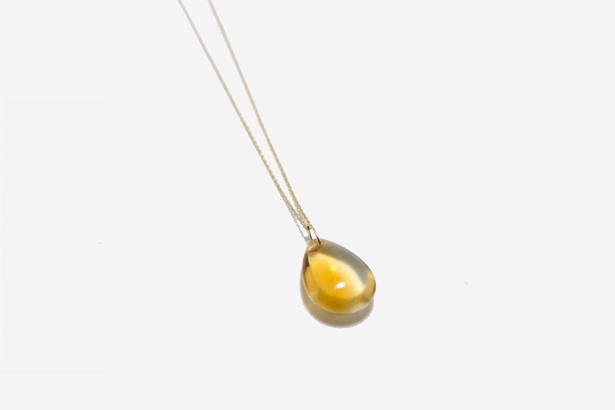 14k Gold Citrine Drop Necklace