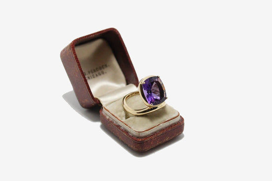 14k Gold Cushion Amethyst Ring