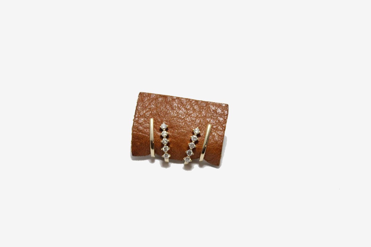 14k Gold Diamond Cage Lobe Stud Earrings