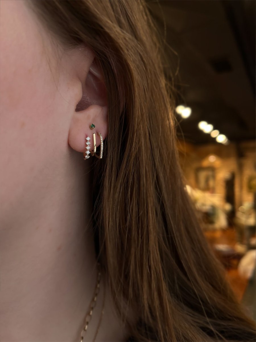 14k Gold Diamond Cage Lobe Stud Earrings