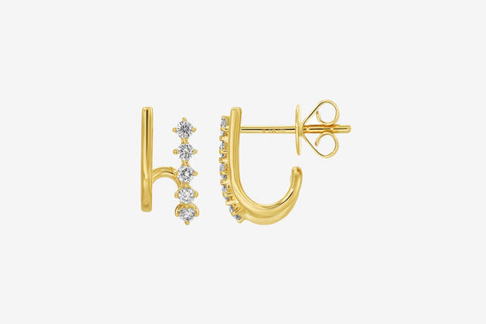 14k Gold Diamond Cage Lobe Stud Earrings