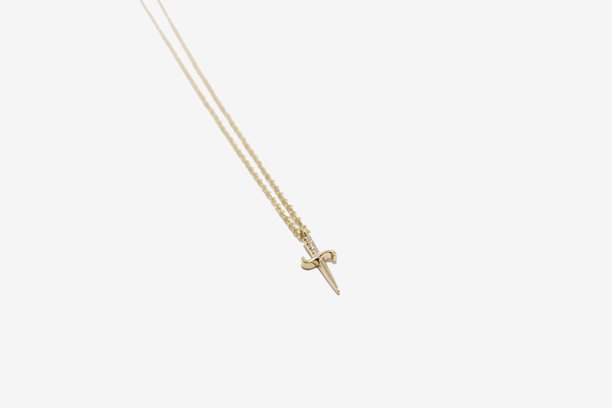 14k Gold Diamond Dagger Necklace
