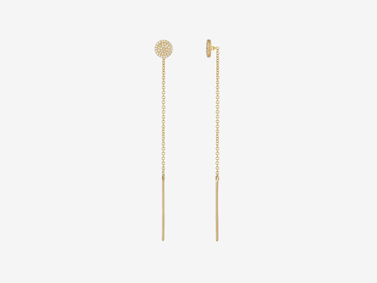 14k Gold Diamond Disc Threader Earrings