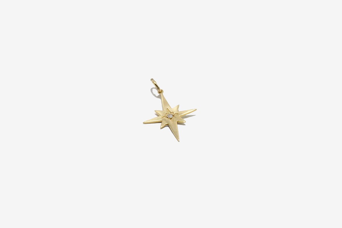 14k Gold Diamond Elongated Star Pendant