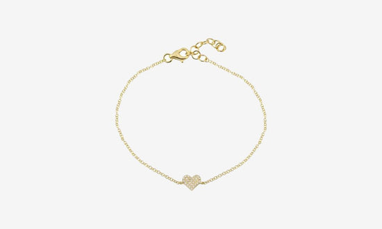 14k Gold Diamond Heart Bracelet