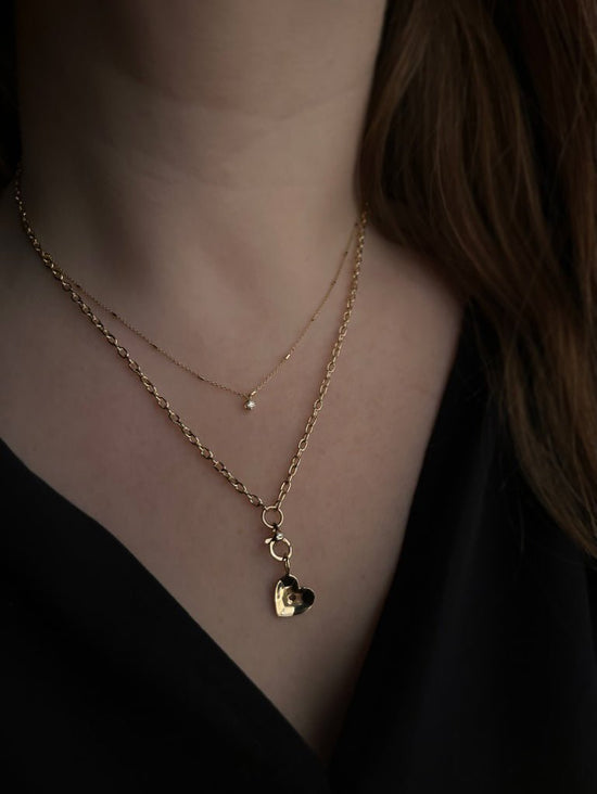 14k Gold Diamond Lobster Clasp Drop Necklace