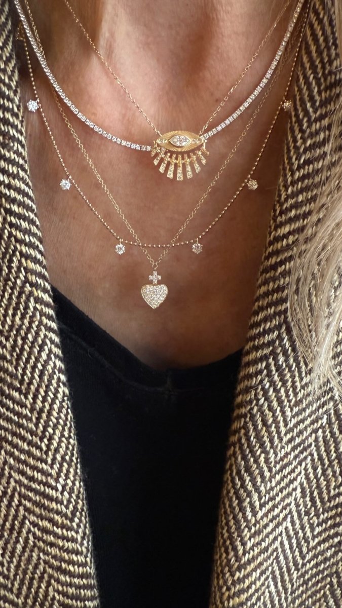14k Gold Diamond Sacred Heart Necklace