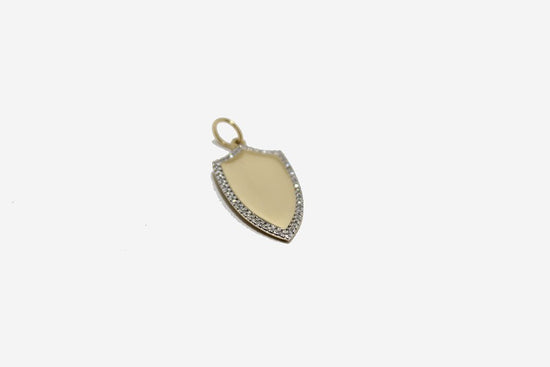 14k Gold Diamond Shield Pendant