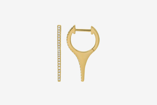 14k Gold Diamond Spike Huggie Earrings