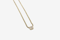 14k Gold Emerald Cut Diamond Ball Chain Necklace