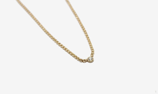 14k Gold Floating Diamond Box Chain Necklace