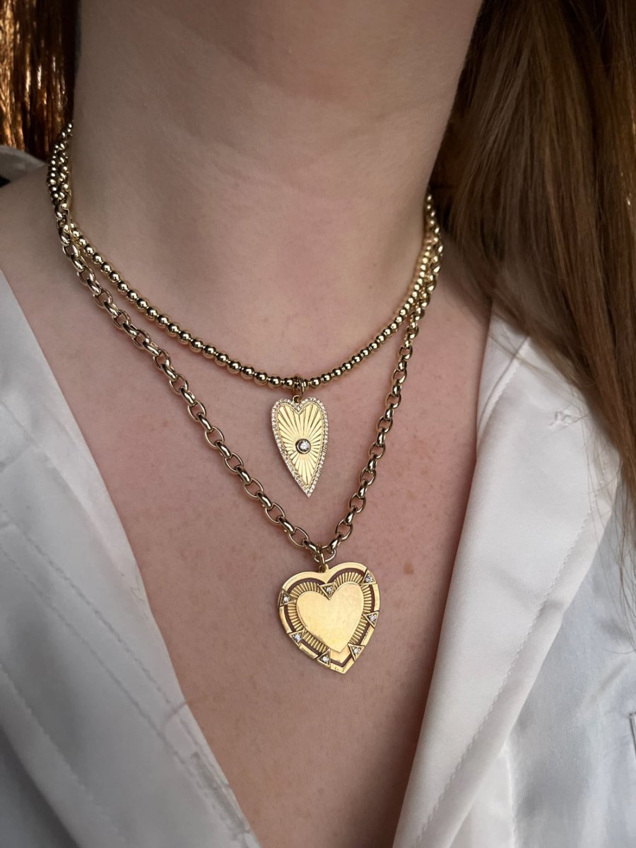 14k Gold Heart + Diamond Pendant