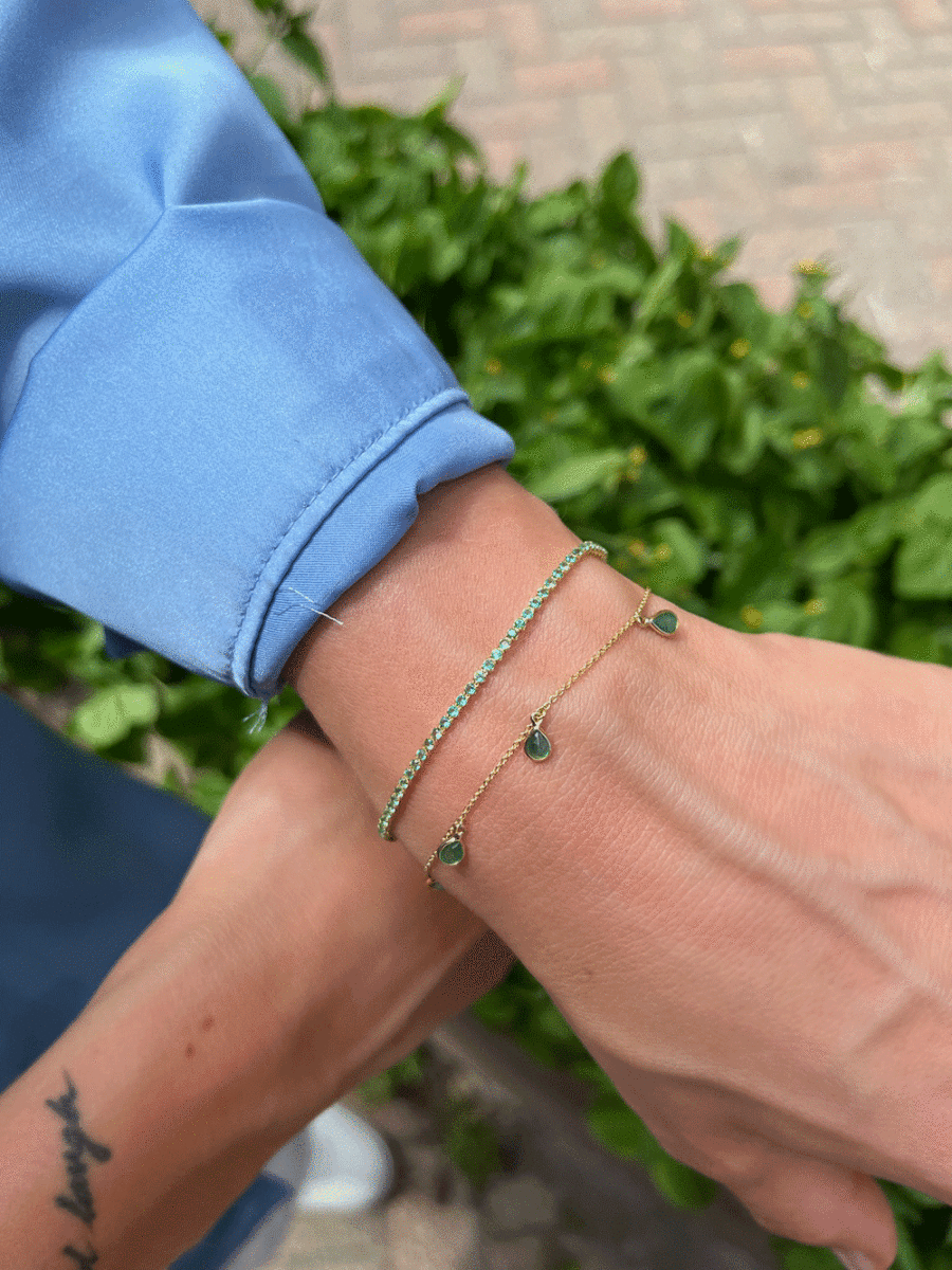 14k Gold Micro Emerald Tennis Bracelet