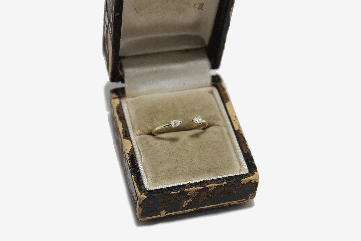 14k Gold Pear Diamond Cuff Ring