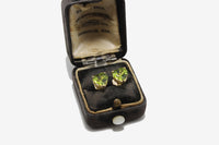 14k Gold Peridot Heart Stud Earrings