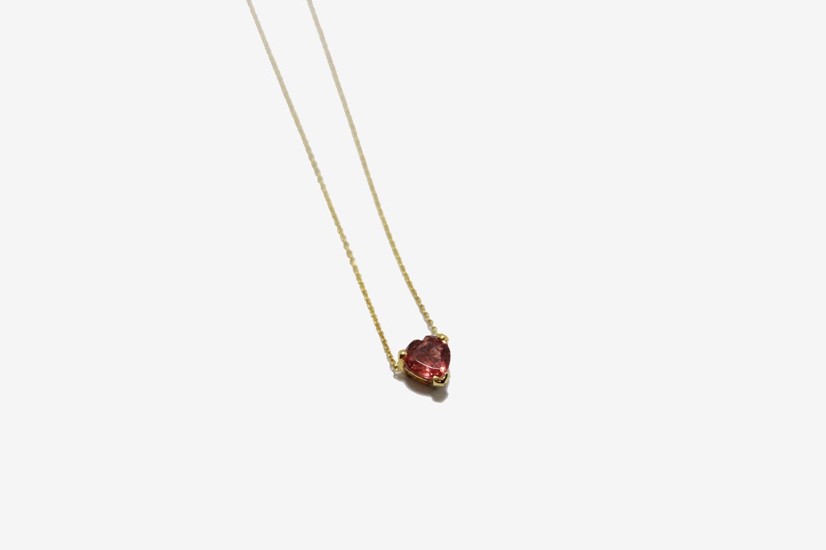 14k Gold Pink Tourmaline Heart Necklace