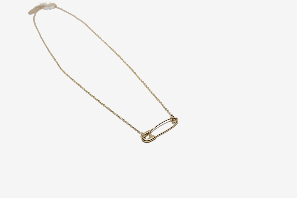 14k Gold Safety Pin Necklace