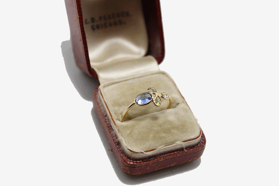 14k Gold Sapphire + Diamond Trio Ring