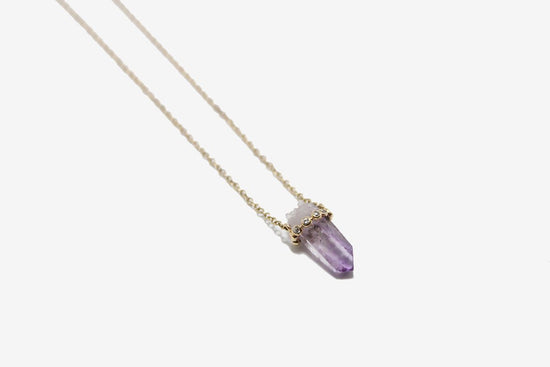 14k Gold Small Amethyst Crystal Necklace
