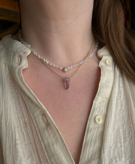 14k Gold Small Amethyst Crystal Necklace
