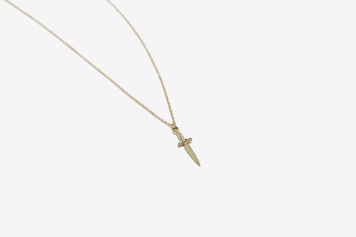 14k Gold Small Dagger Necklace