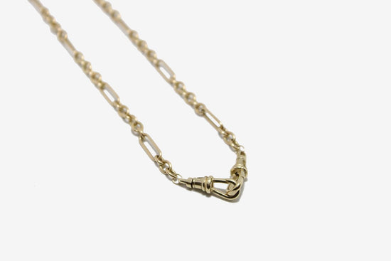 14k Gold Small Trombone Chain Fob Necklace