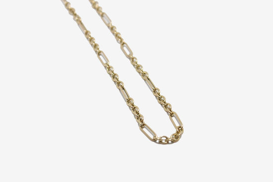 14k Gold Small Trombone Chain Necklace - 18"