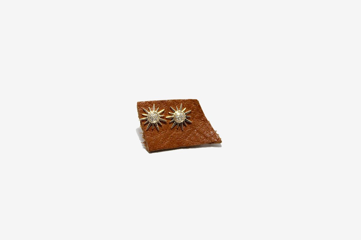 14k Gold Sunburst Diamond Stud Earrings