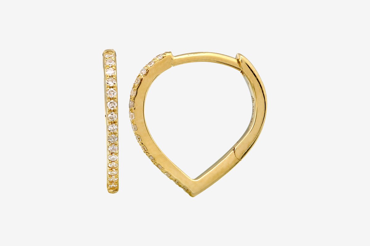 14k Gold Teardrop Diamond Huggie Earrings