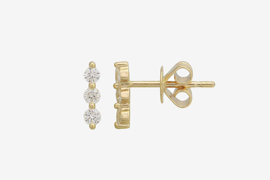 14k Gold Three Prong Diamond Stud Earrings