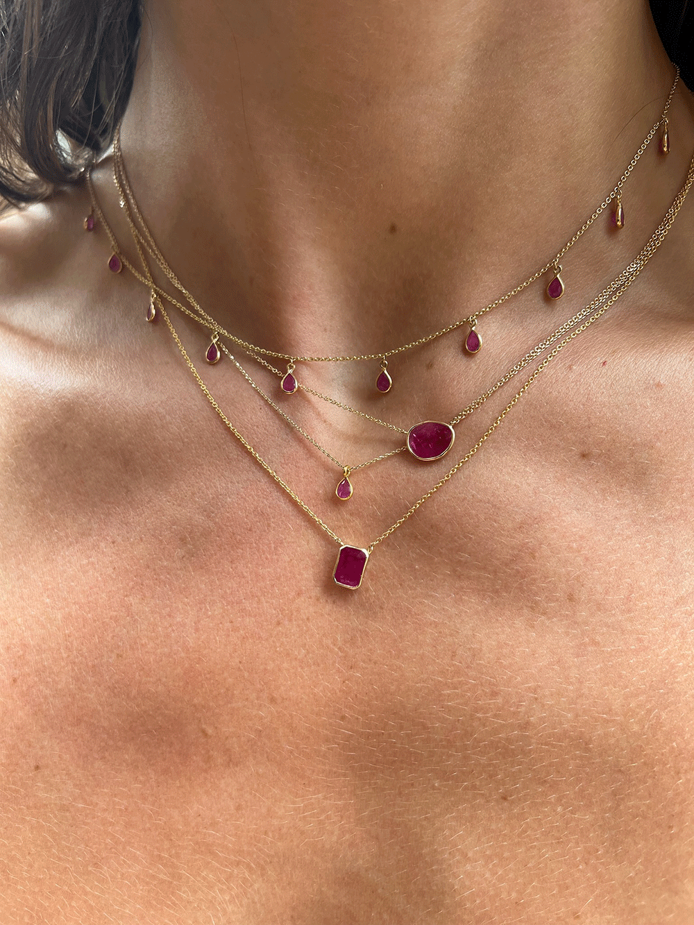 18k Gold Ruby Necklace