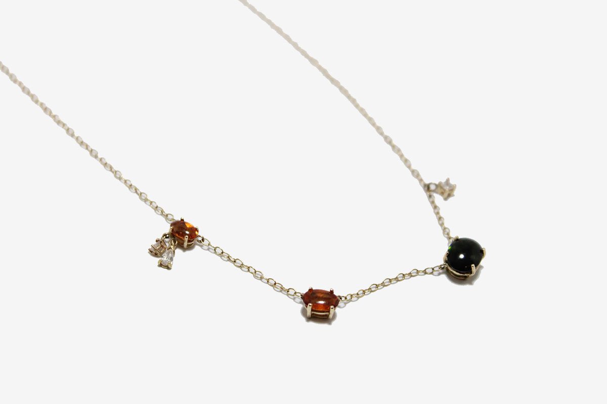 14k Gold Trio Tourmaline + Diamond Necklace