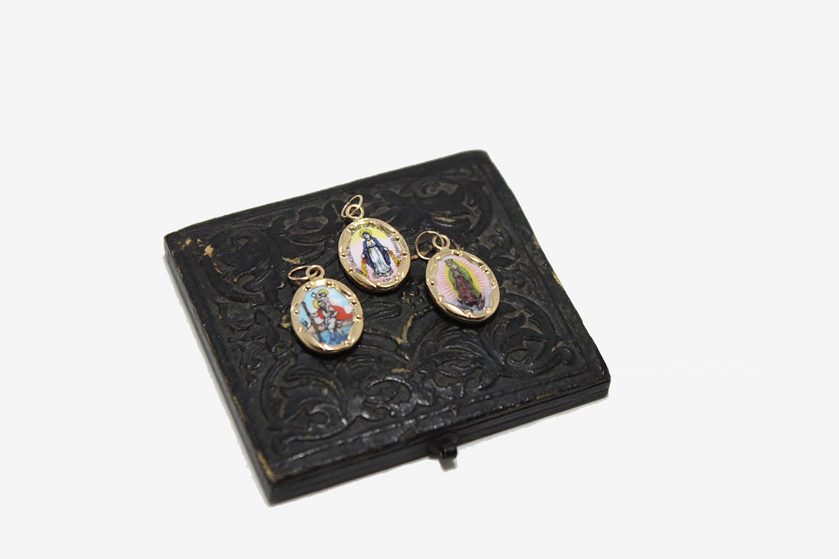 14k Gold Vintage Enamel Religious Medals