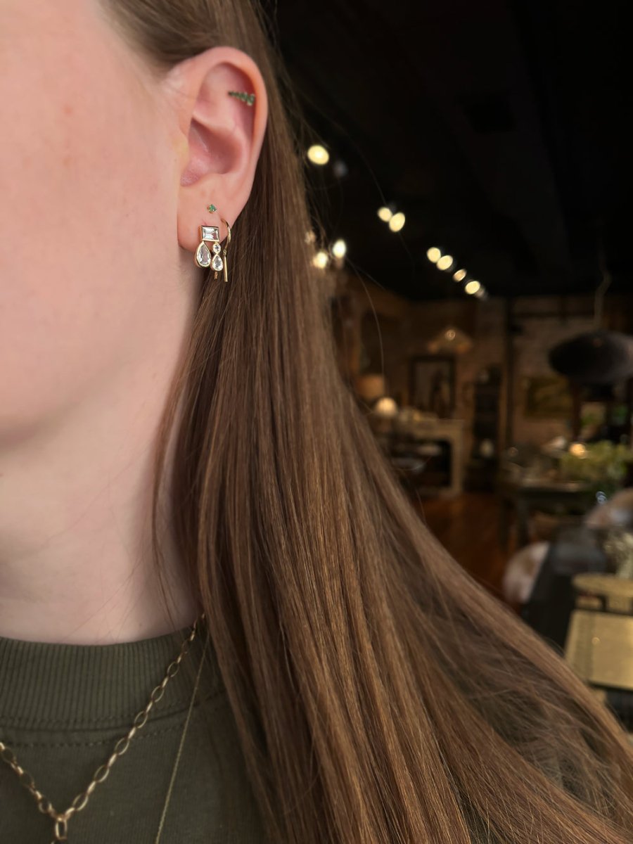 14k Gold White Topaz Stud Earrings