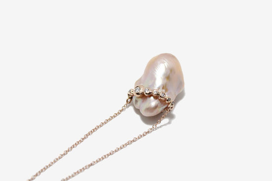 14k Rose Gold Peach Pearl Necklace