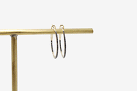 14k Gold Black Diamond Round Hoop Earrings