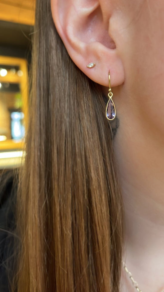 18k Gold Amethyst Small Petal Earrings